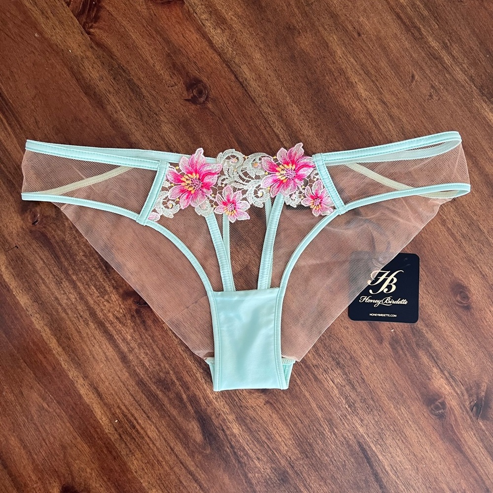 NWT Honey Birdette Amelie Mint Brief Panty size Small